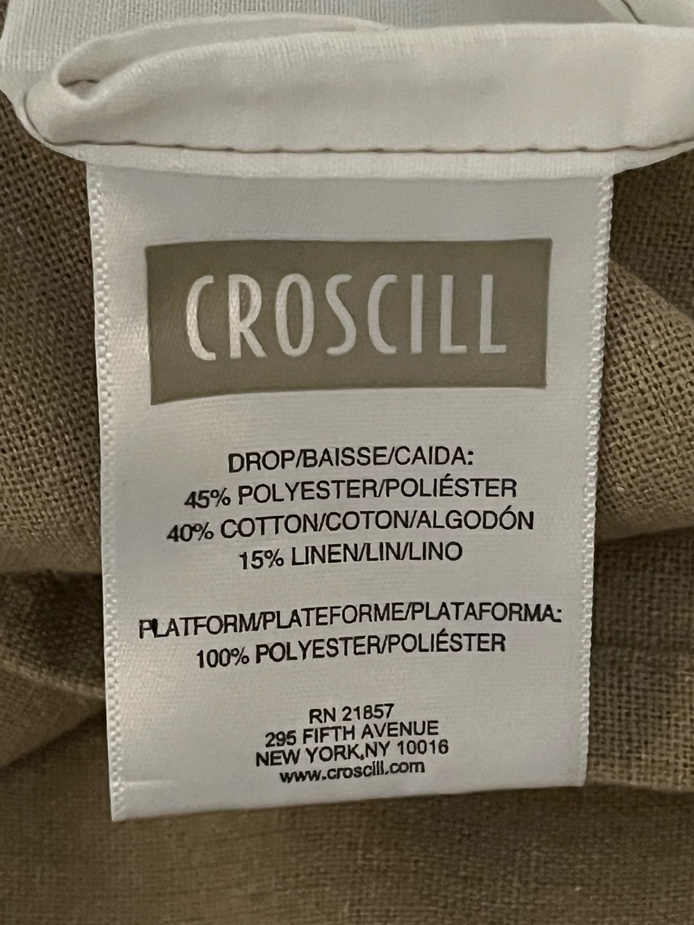 Croscill ~ Bed Skirt~Beige Natural ~ linen blend~Queen